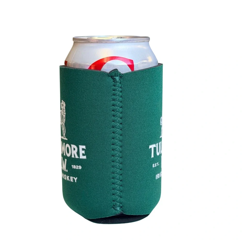 Tullamore DEW Can Sleeve Koozie SET OF 2 Green Neoprene Wolfhound  Irish Whiskey